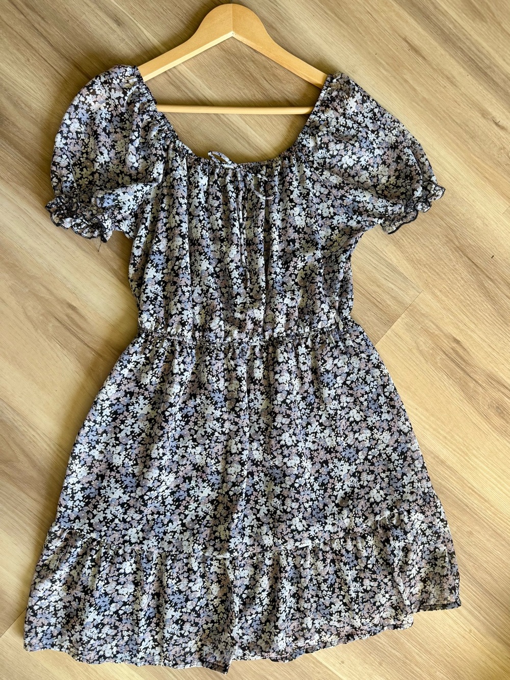 WallFlower Dark Floral Puff Sleeve Cottagecore Dress | Romantic Prairie Mini M